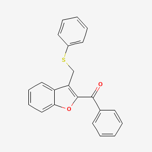 molecular formula C22H16O2S B2952325 Phenyl{3-[(phenylsulfanyl)methyl]-1-benzofuran-2-yl}methanone CAS No. 338424-50-3