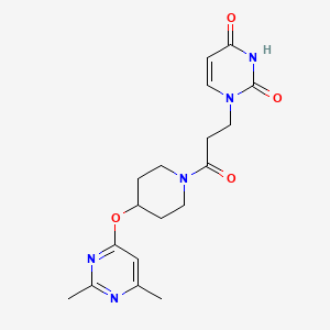 molecular formula C18H23N5O4 B2952331 1-(3-(4-((2,6-dimethylpyrimidin-4-yl)oxy)piperidin-1-yl)-3-oxopropyl)pyrimidine-2,4(1H,3H)-dione CAS No. 2034431-44-0