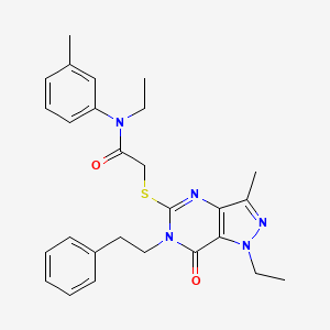 N-ethyl-2-{[1-ethyl-3-methyl-7-oxo-6-(2-phenylethyl)-1H,6H,7H-pyrazolo[4,3-d]pyrimidin-5-yl]sulfanyl}-N-(3-methylphenyl)acetamide