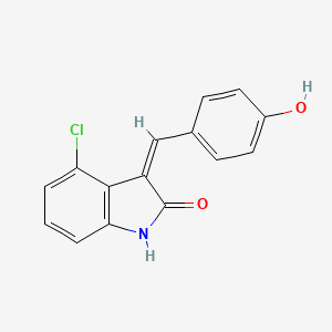 molecular formula C15H10ClNO2 B2952348 (3Z)-4-chloro-3-[(4-hydroxyphenyl)methylidene]-2,3-dihydro-1H-indol-2-one CAS No. 855423-46-0