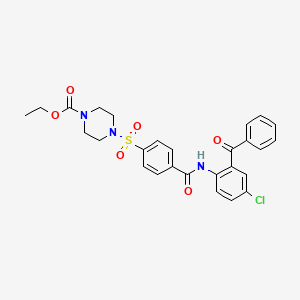 molecular formula C27H26ClN3O6S B2952362 Ethyl 4-[4-[(2-benzoyl-4-chlorophenyl)carbamoyl]phenyl]sulfonylpiperazine-1-carboxylate CAS No. 477295-93-5
