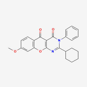 molecular formula C24H22N2O4 B2952372 2-cyclohexyl-8-methoxy-3-phenyl-3H-chromeno[2,3-d]pyrimidine-4,5-dione CAS No. 896851-24-4