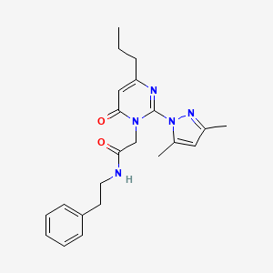 molecular formula C22H27N5O2 B2952376 2-(2-(3,5-dimethyl-1H-pyrazol-1-yl)-6-oxo-4-propylpyrimidin-1(6H)-yl)-N-phenethylacetamide CAS No. 1002042-78-5