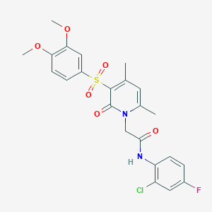 molecular formula C23H22ClFN2O6S B2952379 N-(2-chloro-4-fluorophenyl)-2-(3-((3,4-dimethoxyphenyl)sulfonyl)-4,6-dimethyl-2-oxopyridin-1(2H)-yl)acetamide CAS No. 1251675-79-2