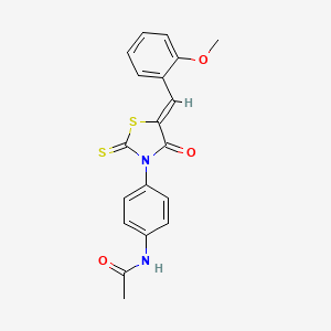 molecular formula C19H16N2O3S2 B2952383 (Z)-N-(4-(5-(2-methoxybenzylidene)-4-oxo-2-thioxothiazolidin-3-yl)phenyl)acetamide CAS No. 868146-85-4