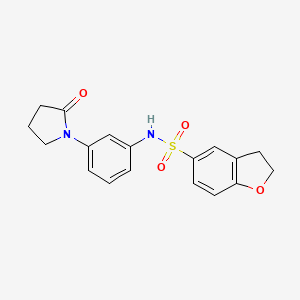 molecular formula C18H18N2O4S B2952385 N-(3-(2-oxopyrrolidin-1-yl)phenyl)-2,3-dihydrobenzofuran-5-sulfonamide CAS No. 1325499-04-4