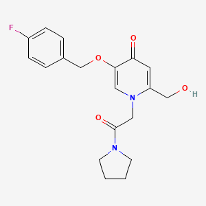 molecular formula C19H21FN2O4 B2952392 5-((4-fluorobenzyl)oxy)-2-(hydroxymethyl)-1-(2-oxo-2-(pyrrolidin-1-yl)ethyl)pyridin-4(1H)-one CAS No. 946227-66-3