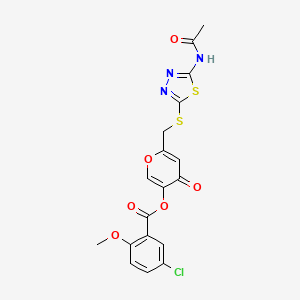 6-(((5-acetamido-1,3,4-thiadiazol-2-yl)thio)methyl)-4-oxo-4H-pyran-3-yl 5-chloro-2-methoxybenzoate