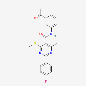 molecular formula C21H18FN3O2S B2952435 N-(3-acetylphenyl)-2-(4-fluorophenyl)-4-methyl-6-(methylsulfanyl)pyrimidine-5-carboxamide CAS No. 1147737-19-6