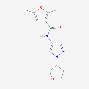 molecular formula C14H17N3O3 B2952443 2,5-dimethyl-N-(1-(tetrahydrofuran-3-yl)-1H-pyrazol-4-yl)furan-3-carboxamide CAS No. 1797872-96-8