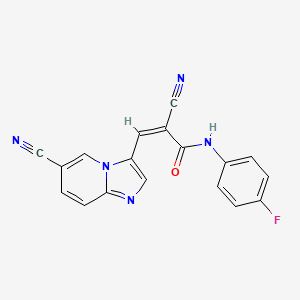 (Z)-2-cyano-3-(6-cyanoimidazo[1,2-a]pyridin-3-yl)-N-(4-fluorophenyl)prop-2-enamide