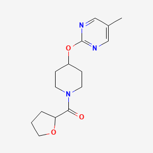 molecular formula C15H21N3O3 B2952449 [4-(5-Methylpyrimidin-2-yl)oxypiperidin-1-yl]-(oxolan-2-yl)methanone CAS No. 2379971-73-8