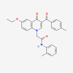 molecular formula C28H26N2O4 B2952454 2-(6-ethoxy-3-(4-methylbenzoyl)-4-oxoquinolin-1(4H)-yl)-N-(o-tolyl)acetamide CAS No. 898343-58-3