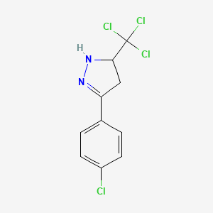 molecular formula C10H8Cl4N2 B2952458 3-(4-chlorophenyl)-5-(trichloromethyl)-4,5-dihydro-1H-pyrazole CAS No. 328532-53-2