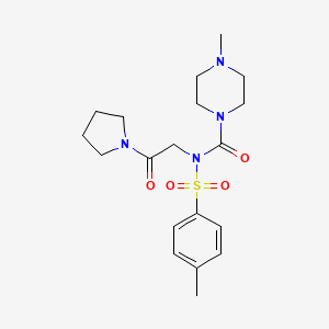 4-methyl-N-(2-oxo-2-(pyrrolidin-1-yl)ethyl)-N-tosylpiperazine-1-carboxamide