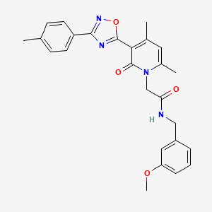 molecular formula C26H26N4O4 B2952467 2-(4,6-dimethyl-2-oxo-3-(3-(p-tolyl)-1,2,4-oxadiazol-5-yl)pyridin-1(2H)-yl)-N-(3-methoxybenzyl)acetamide CAS No. 946323-50-8