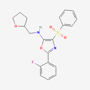2-(2-fluorophenyl)-4-(phenylsulfonyl)-N-((tetrahydrofuran-2-yl)methyl)oxazol-5-amine