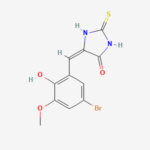 molecular formula C11H9BrN2O3S B2952487 (5E)-5-(5-bromo-2-hydroxy-3-methoxybenzylidene)-2-thioxoimidazolidin-4-one CAS No. 292168-90-2