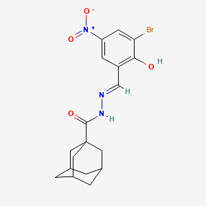 molecular formula C18H20BrN3O4 B2952489 (3r,5r,7r,E)-N'-(3-bromo-2-hydroxy-5-nitrobenzylidene)adamantane-1-carbohydrazide CAS No. 329786-44-9