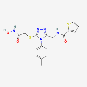 molecular formula C17H17N5O3S2 B2952490 N-((5-((2-(hydroxyamino)-2-oxoethyl)thio)-4-(p-tolyl)-4H-1,2,4-triazol-3-yl)methyl)thiophene-2-carboxamide CAS No. 878065-16-8