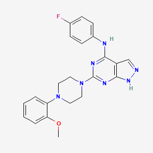 molecular formula C22H22FN7O B2952494 N-(4-fluorophenyl)-6-[4-(2-methoxyphenyl)piperazin-1-yl]-1H-pyrazolo[3,4-d]pyrimidin-4-amine CAS No. 1105223-70-8