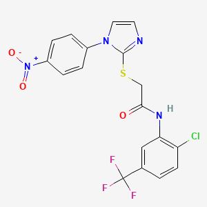 N-(2-chloro-5-(trifluoromethyl)phenyl)-2-((1-(4-nitrophenyl)-1H-imidazol-2-yl)thio)acetamide