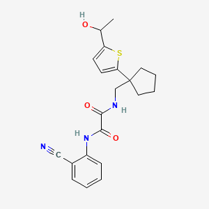 molecular formula C21H23N3O3S B2952504 N1-(2-cyanophenyl)-N2-((1-(5-(1-hydroxyethyl)thiophen-2-yl)cyclopentyl)methyl)oxalamide CAS No. 2034344-50-6