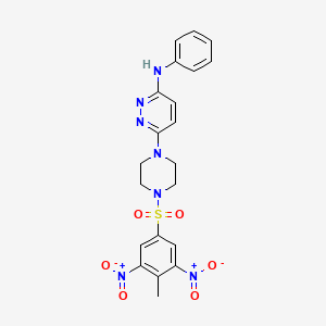 molecular formula C21H21N7O6S B2952505 6-(4-((4-methyl-3,5-dinitrophenyl)sulfonyl)piperazin-1-yl)-N-phenylpyridazin-3-amine CAS No. 886889-80-1