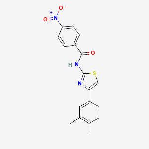 molecular formula C18H15N3O3S B2952508 N-[4-(3,4-dimethylphenyl)-1,3-thiazol-2-yl]-4-nitrobenzamide CAS No. 313505-12-3