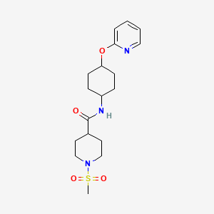 molecular formula C18H27N3O4S B2952518 1-(methylsulfonyl)-N-((1r,4r)-4-(pyridin-2-yloxy)cyclohexyl)piperidine-4-carboxamide CAS No. 2034436-73-0