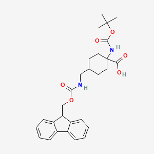 molecular formula C28H34N2O6 B2952519 4-[(9H-Fluoren-9-ylmethoxycarbonylamino)methyl]-1-[(2-methylpropan-2-yl)oxycarbonylamino]cyclohexane-1-carboxylic acid CAS No. 914358-29-5