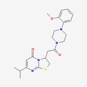 molecular formula C22H28N4O3S B2952523 7-isopropyl-3-(2-(4-(2-methoxyphenyl)piperazin-1-yl)-2-oxoethyl)-2H-thiazolo[3,2-a]pyrimidin-5(3H)-one CAS No. 953011-60-4