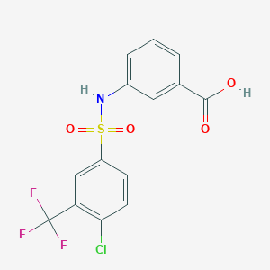 molecular formula C14H9ClF3NO4S B2952529 3-((4-氯-3-(三氟甲基)苯基)磺酰胺)苯甲酸 CAS No. 612041-76-6