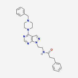 N-(2-(4-(4-benzylpiperazin-1-yl)-1H-pyrazolo[3,4-d]pyrimidin-1-yl)ethyl)-3-phenylpropanamide