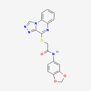 molecular formula C18H13N5O3S B2952539 N-1,3-benzodioxol-5-yl-2-([1,2,4]triazolo[4,3-a]quinoxalin-4-ylthio)acetamide CAS No. 1358481-18-1