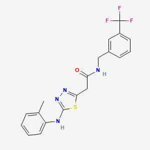 molecular formula C19H17F3N4OS B2952540 2-(5-(o-tolylamino)-1,3,4-thiadiazol-2-yl)-N-(3-(trifluoromethyl)benzyl)acetamide CAS No. 1286700-11-5
