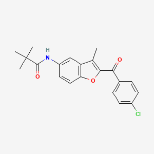 molecular formula C21H20ClNO3 B2952541 N-[2-(4-chlorobenzoyl)-3-methyl-1-benzofuran-5-yl]-2,2-dimethylpropanamide CAS No. 929505-11-3