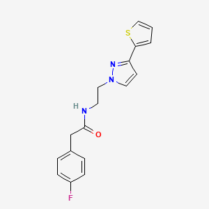 molecular formula C17H16FN3OS B2952568 2-(4-fluorophenyl)-N-(2-(3-(thiophen-2-yl)-1H-pyrazol-1-yl)ethyl)acetamide CAS No. 1448030-43-0