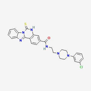 molecular formula C27H25ClN6OS B2952570 N-[2-[4-(3-chlorophenyl)piperazin-1-yl]ethyl]-6-sulfanylidene-5H-benzimidazolo[1,2-c]quinazoline-3-carboxamide CAS No. 688792-58-7