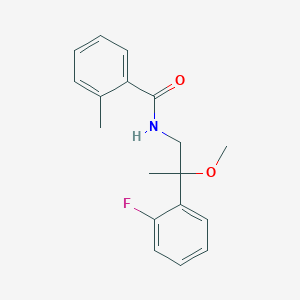 molecular formula C18H20FNO2 B2952572 N-(2-(2-氟苯基)-2-甲氧基丙基)-2-甲基苯甲酰胺 CAS No. 1797088-69-7