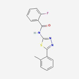 molecular formula C16H12FN3OS B2952575 2-氟-N-(5-(邻甲苯基)-1,3,4-噻二唑-2-基)苯甲酰胺 CAS No. 330678-17-6