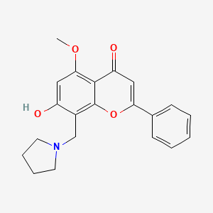 molecular formula C21H21NO4 B2952576 7-hydroxy-5-methoxy-2-phenyl-8-(pyrrolidin-1-ylmethyl)-4H-chromen-4-one CAS No. 919728-62-4