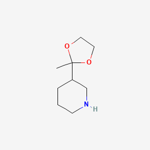 molecular formula C9H17NO2 B2952585 3-(2-Methyl-1,3-dioxolan-2-yl)piperidine CAS No. 1461706-84-2