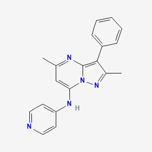 molecular formula C19H17N5 B2952588 2,5-二甲基-3-苯基-N-(吡啶-4-基)吡唑并[1,5-a]嘧啶-7-胺 CAS No. 850899-61-5