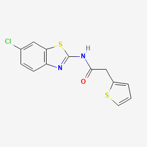 molecular formula C13H9ClN2OS2 B2952604 N-(6-chlorobenzo[d]thiazol-2-yl)-2-(thiophen-2-yl)acetamide CAS No. 919622-06-3