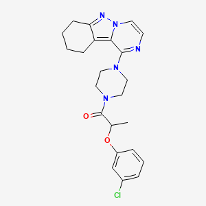 molecular formula C23H26ClN5O2 B2952605 2-(3-Chlorophenoxy)-1-(4-(7,8,9,10-tetrahydropyrazino[1,2-b]indazol-1-yl)piperazin-1-yl)propan-1-one CAS No. 2034446-37-0
