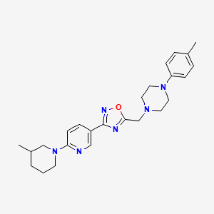 1-(4-Methylphenyl)-4-({3-[6-(3-methylpiperidin-1-yl)pyridin-3-yl]-1,2,4-oxadiazol-5-yl}methyl)piperazine
