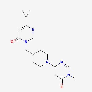 molecular formula C18H23N5O2 B2952624 6-{4-[(4-Cyclopropyl-6-oxo-1,6-dihydropyrimidin-1-yl)methyl]piperidin-1-yl}-3-methyl-3,4-dihydropyrimidin-4-one CAS No. 2197576-40-0