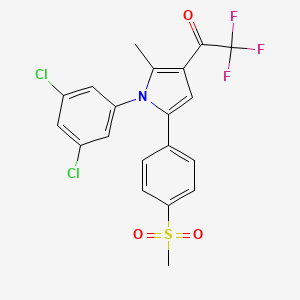 molecular formula C20H14Cl2F3NO3S B2952626 1-{1-(3,5-dichlorophenyl)-2-methyl-5-[4-(methylsulfonyl)phenyl]-1H-pyrrol-3-yl}-2,2,2-trifluoro-1-ethanone CAS No. 478043-48-0
