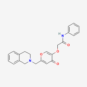 molecular formula C23H22N2O4 B2952628 2-[6-(3,4-二氢-1H-异喹啉-2-基甲基)-4-氧杂环戊-3-基]氧基-N-苯基乙酰胺 CAS No. 898440-50-1